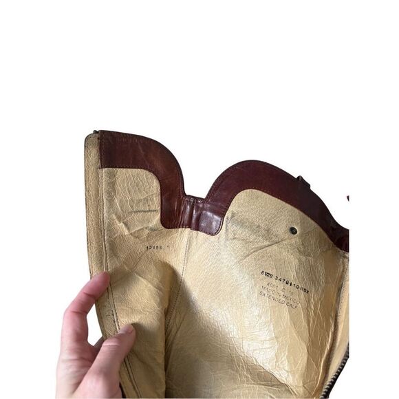 Frye Melissa Tab Leather Riding Boots Extended calf 6.5 Zip Redwood Tall - Picture 8 of 12